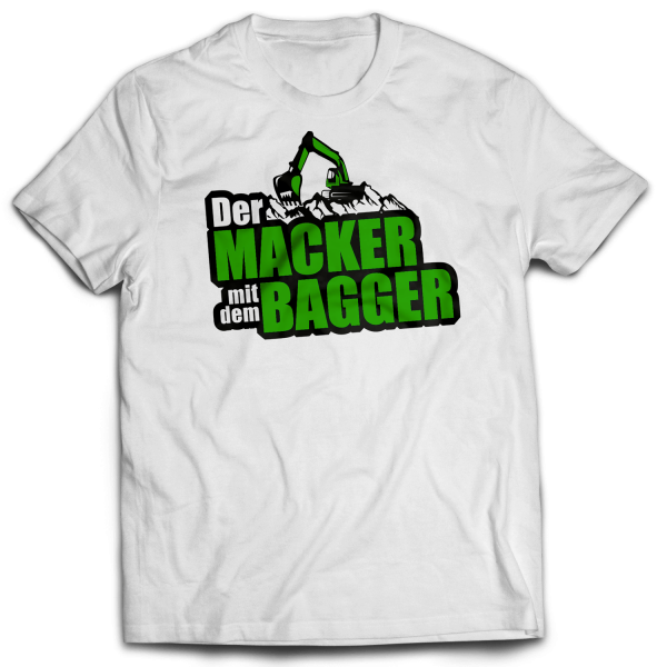 Der Macker mit dem Bagger - T-Shirt Logo NEU [weiß]