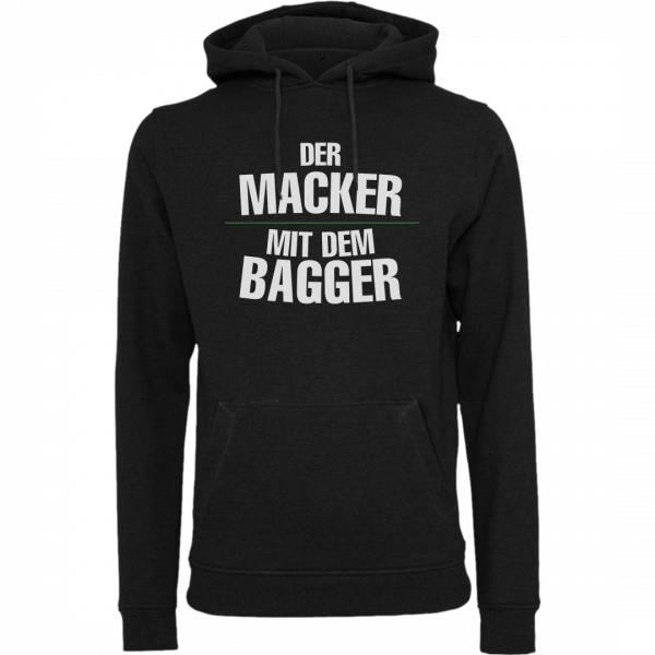 Der Macker mit dem Bagger - Hoodie Schriftzug [schwarz]