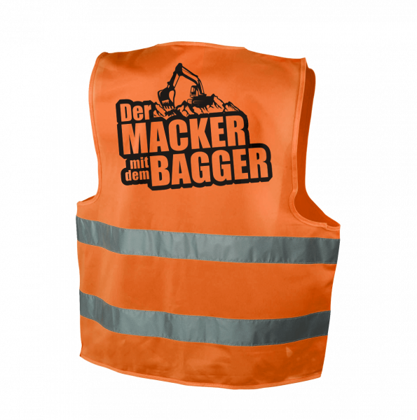 Der Macker mit dem Bagger - Warnweste [orange]