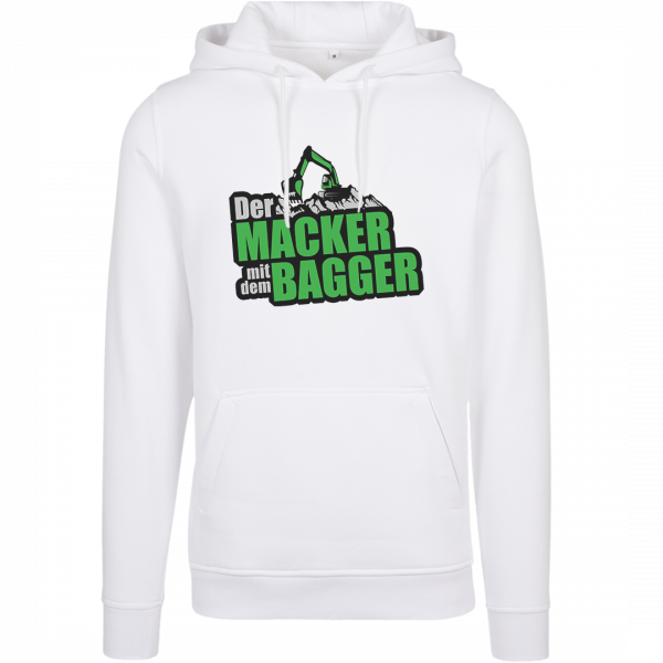 Der Macker mit dem Bagger - Hoodie Logo [weiß]